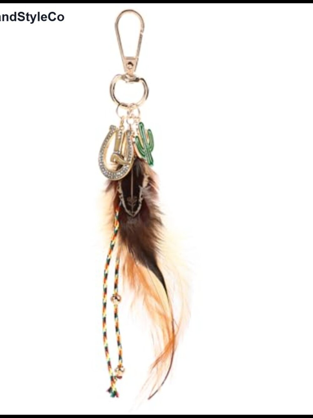 Western Keychain Bag Charm Gold Horseshoe Rhinestone Cowgirl Purse Charm